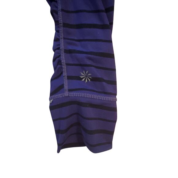 Women S Athleta Purple Black Stripe Crop Leggings Pants Yoga Jogger Run Gym - Picture 3 of 7